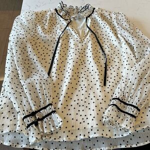 LOFT White Blouse with Black Polka Dots